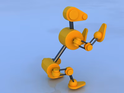 Yellow Smart Machine Robot With Articulated Joints And Movable Mechanical Parts 3d model