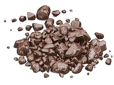 Delicious Dark Brown Chocolate Chunks In Irregular Shapes On White Background 3d model