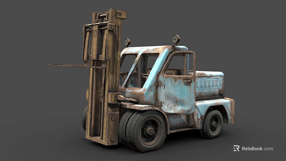 Rusty Old Forklift As Industrial Functional Vehicle 3d model 