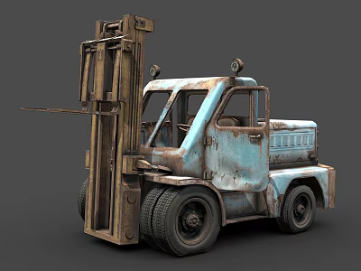 Rusty Old Forklift As Industrial Functional Vehicle 3d model