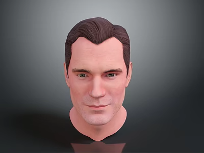 Game Movie Character 3D Head Model With Dark Hair Green Eyes And Realistic Skin 3d model