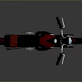 Red and Black Modern Motorcycle With Stylish Body Against Gray Background