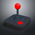 Gray Base Game Joystick With Red Ball Top Red Button And Circular Ring