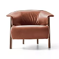 Black Leather Single Sofa With Modern Wooden Armrest And Comfortable Seating Design