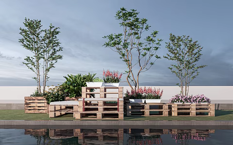 Modern Flower Box Exterior Flower Box Landscape Plant Landscape Flower Box Decorative Flower Box Flower Plant 3d model