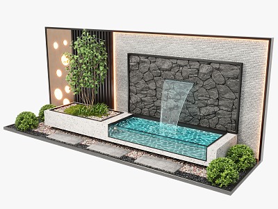 Modern waterscape wall waterscape landscape wall stacked water landscape plant landscape sketch model