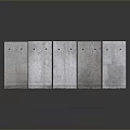 Six Grey Metal Strips With Holes And Bottom Support On Smooth Black Surface With Reflection