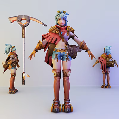 Modern Game Character Girl 3d model