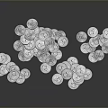 Scattered Shiny Metallic Coins As Daily Living Essentials With Various Sizes And Surface