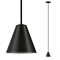 Modern Black Cone Pendant Light With Sleek Design And Hanging Cord