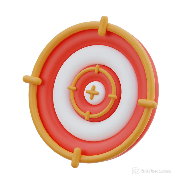 Vibrant Circular Decorative Ornament Set With Concentric Rings Central Cross And Edge Protrusions 3d model 