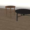 Two Modern Coffee Tables with Wooden and Metal Frames Petal Shaped Top for Living Room