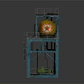Industrial Equipment Structure With Yellow Storage Tank And Blue Metal Platform