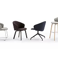 Modern Stylish Single Chairs with Various Colors and Different Leg Designs 3d model