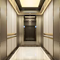 Elegant Modern Elevator Interior Design With Metal Panels And Marble Walls 3d model
