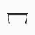 Black Wooden Desk With Sleek Metal Legs And Modern Minimalist Design