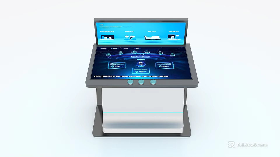 Public Facility Interactive Self Service Kiosk With Dual Touch Screens And Modern Design 3d model 