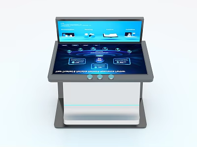 Public Facility Interactive Self Service Kiosk With Dual Touch Screens And Modern Design 3d model