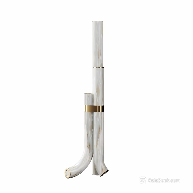 Modern Wooden Floor Lamp With Gold Accent For Living Room Decor 3d model 