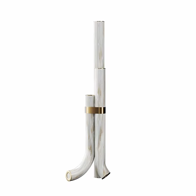 Modern Wooden Floor Lamp With Gold Accent For Living Room Decor 3d model