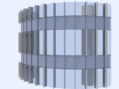 Modern Architectural Component Featuring Glass Curtain Wall And Structured Metal Frames 3d model