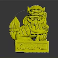 Traditional Carved Stone Lion Statue With Base And Small Cub Details