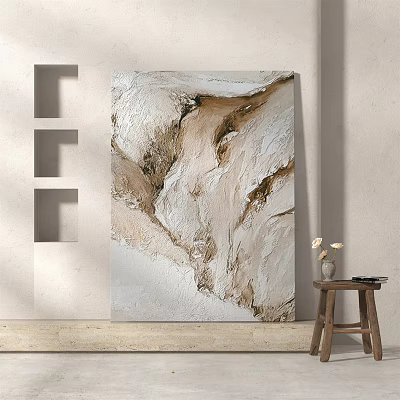 Abstract Painting With Neutral Tones Textured Design For Modern Interior Wall Decor 3d model