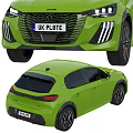 Green Peugeot Hatchback With Modern Design Black Alloy Wheels LED Headlights And UK License Plate
