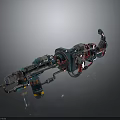 Futuristic Sci Fi Weapon Featuring Mechanical Blue Red Metal Parts And Complex Mechanical Design Elements 3d model