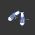 Blue Canvas Shoes with White Toe Cap and Sole Brown Laces for Casual Everyday Wear
