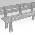 Public Bench With Metal Grid Structure For Outdoor Park And Garden Use