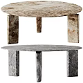 Stylish Round Coffee Table Featuring Brown and Gray Marble Tabletop and Legs 3d model