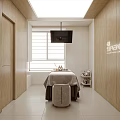 Relaxing SPA Sauna Interior With Wooden Walls Massage Table And Shutter Window