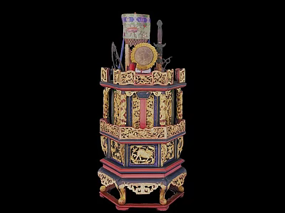Traditional Chinese Intricately Carved Multi Tiered Decorative Furniture For Ornaments 3d model