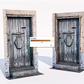 Old Wooden Swing Doors With Weathered Frame And Wood Grain Texture