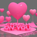 Romantic Photo Spot with Pink Heart Decorations 3D Letters and I Love You