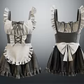Hanger Displaying Fashionable Maid Dresses With Ruffle Trims And Bow Decorations