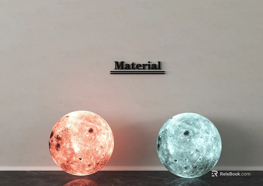 Modern Moon Shaped Floor Lamp With Orange and Light Blue Glow for Home Decor 3d model 