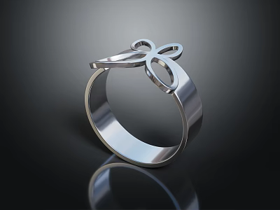 Elegant Silver Ring With Polished Butterfly Design And Shiny Smooth Surface 3d model