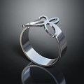 Elegant Silver Ring With Polished Butterfly Design And Shiny Smooth Surface 3d model