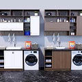 White And Dark Brown Bathroom Cabinet Rack With Wall Cabinets Washing Machine Sink Storage