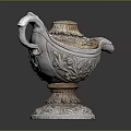 Decorative Classical Vessel With Intricate Carvings Floral Patterns Pedestal Base And Ornate Lid