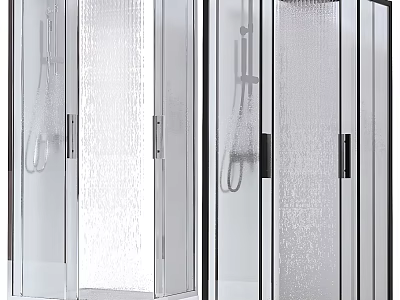 Sleek Modern Shower Sauna Interior With Glass Doors And Showerheads 3d model