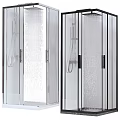Sleek Modern Shower Sauna Interior With Glass Doors And Showerheads