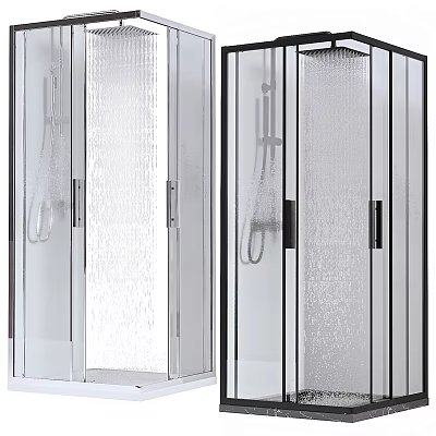 Sleek Modern Shower Sauna Interior With Glass Doors And Showerheads 3d model
