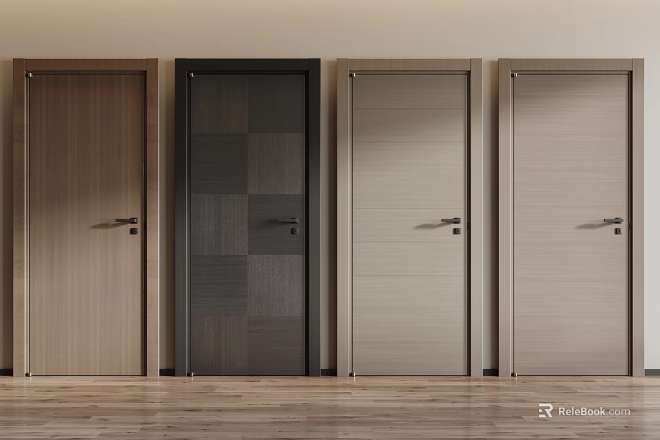 Modern Multiple Swing Doors With Various Designs And Different Color Tones 3d model 
