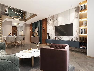 Elegant Modern Apartment Living Room With Sofa And Coffee Table 3d model