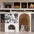 Modern And Traditional Fireplace Designs With Decorative Elements And Burning Flames