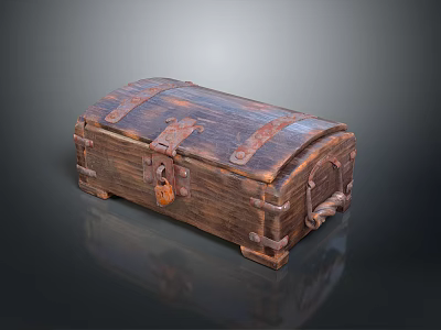 Rustic Vintage Wooden Storage Chest With Distressed Wood And Metal Clasps 3d model