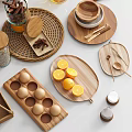 Stylish Kitchen Utensils With Glass Jars Wooden Lids Oranges Spices And Cutting Boards